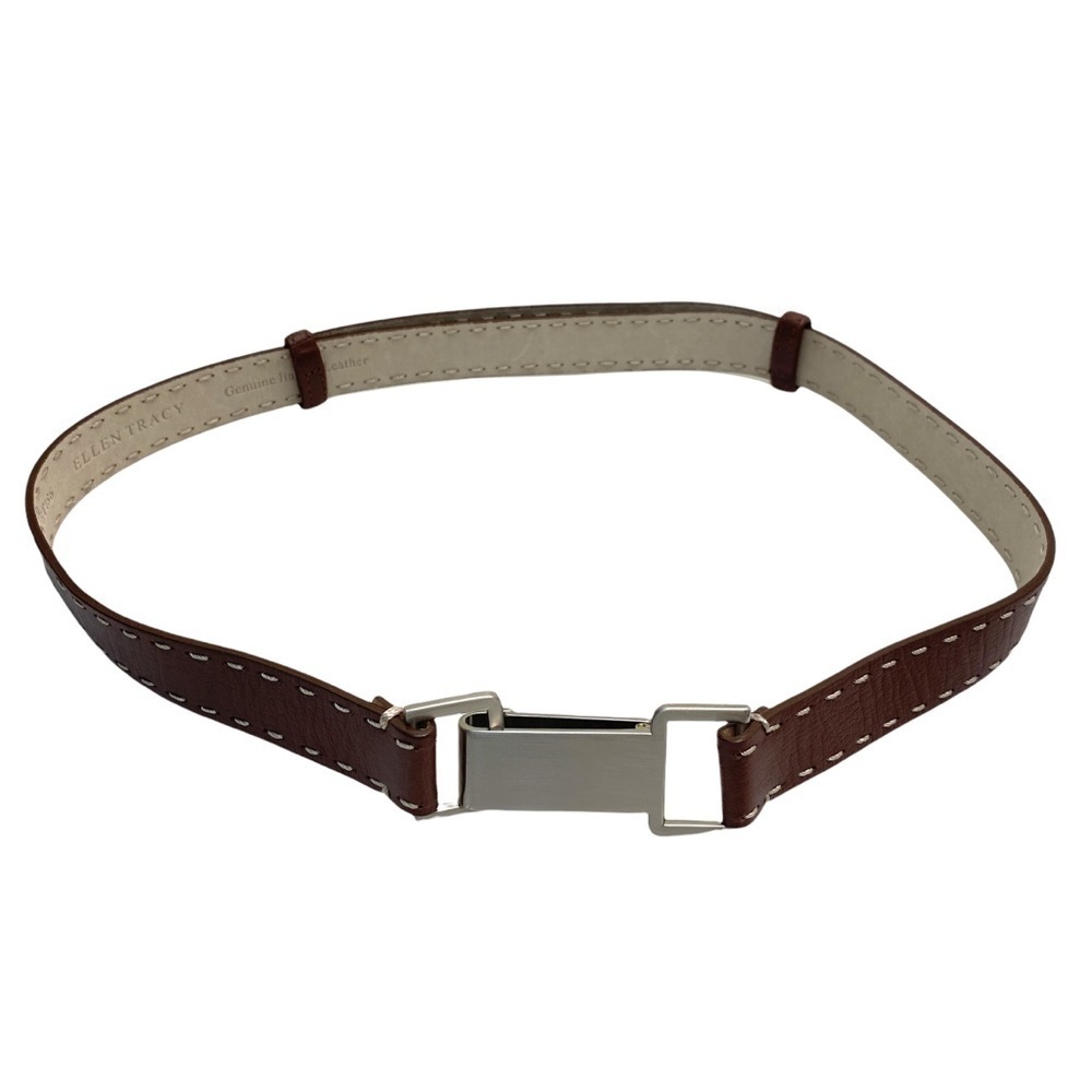 ELLEN TRACY Leather Belt Brown One Size